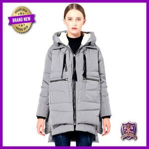Thickened Down Jacket Oversized Chic Minimal Winter Coat Fleece Hood